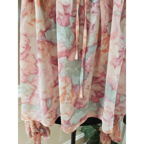 FOREVER 21 Contemporary Blouse Top Womens Pink Floral Large Strapless Drawstring - Picture 4 of 9